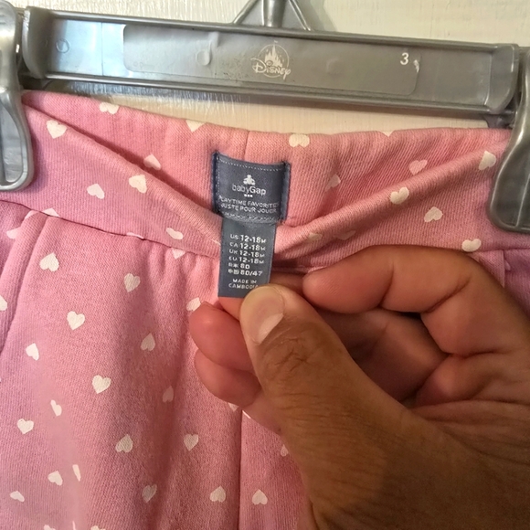 Baby Gap Pink Sweat Pants with White Hearts Size 12-18M - Picture 3 of 3